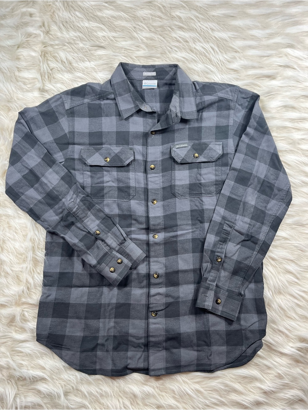 Columbia Western Flannel Men's M Gray Plaid